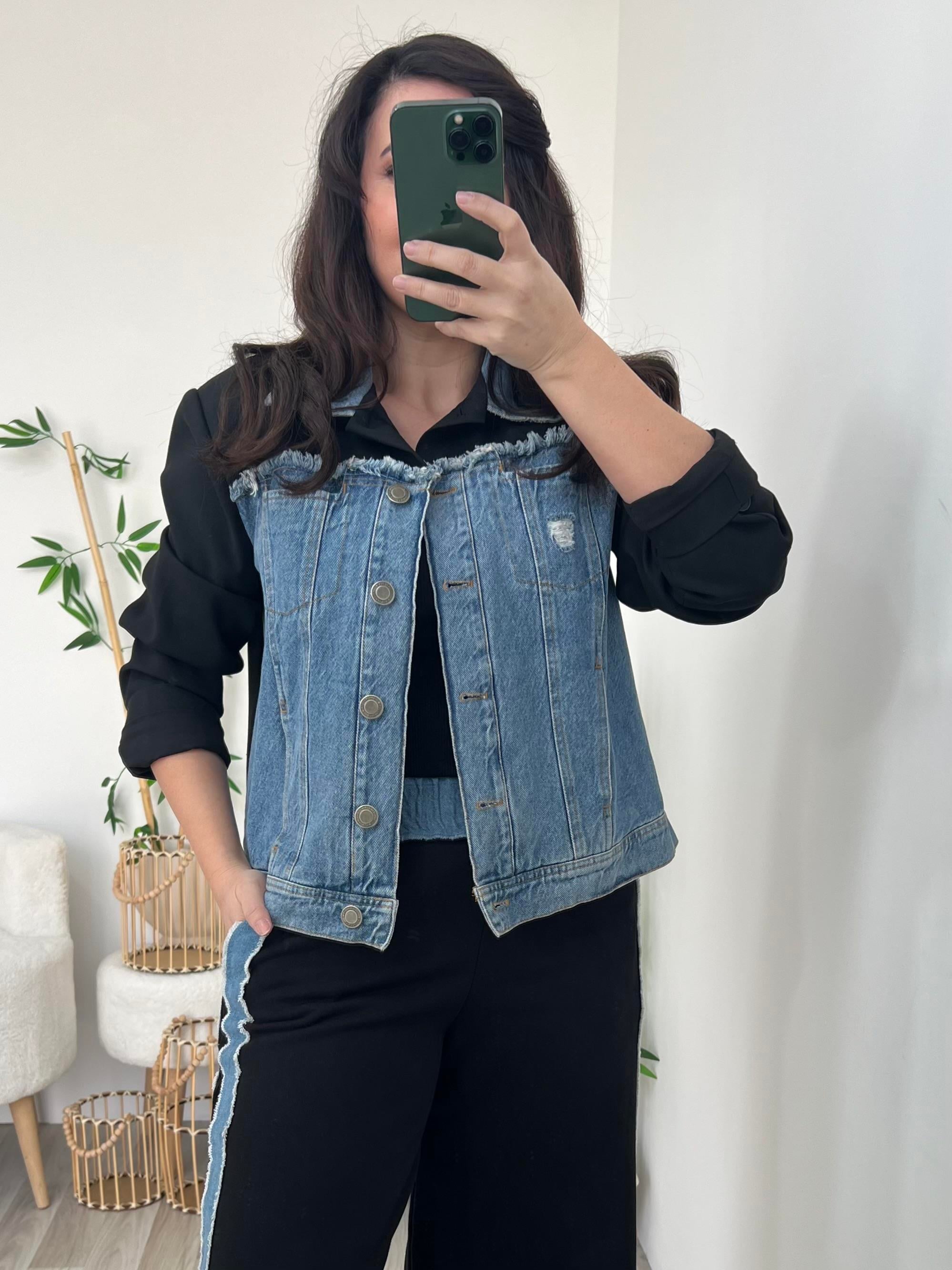 Siyah Denim Detaylı Tasarım Ceket