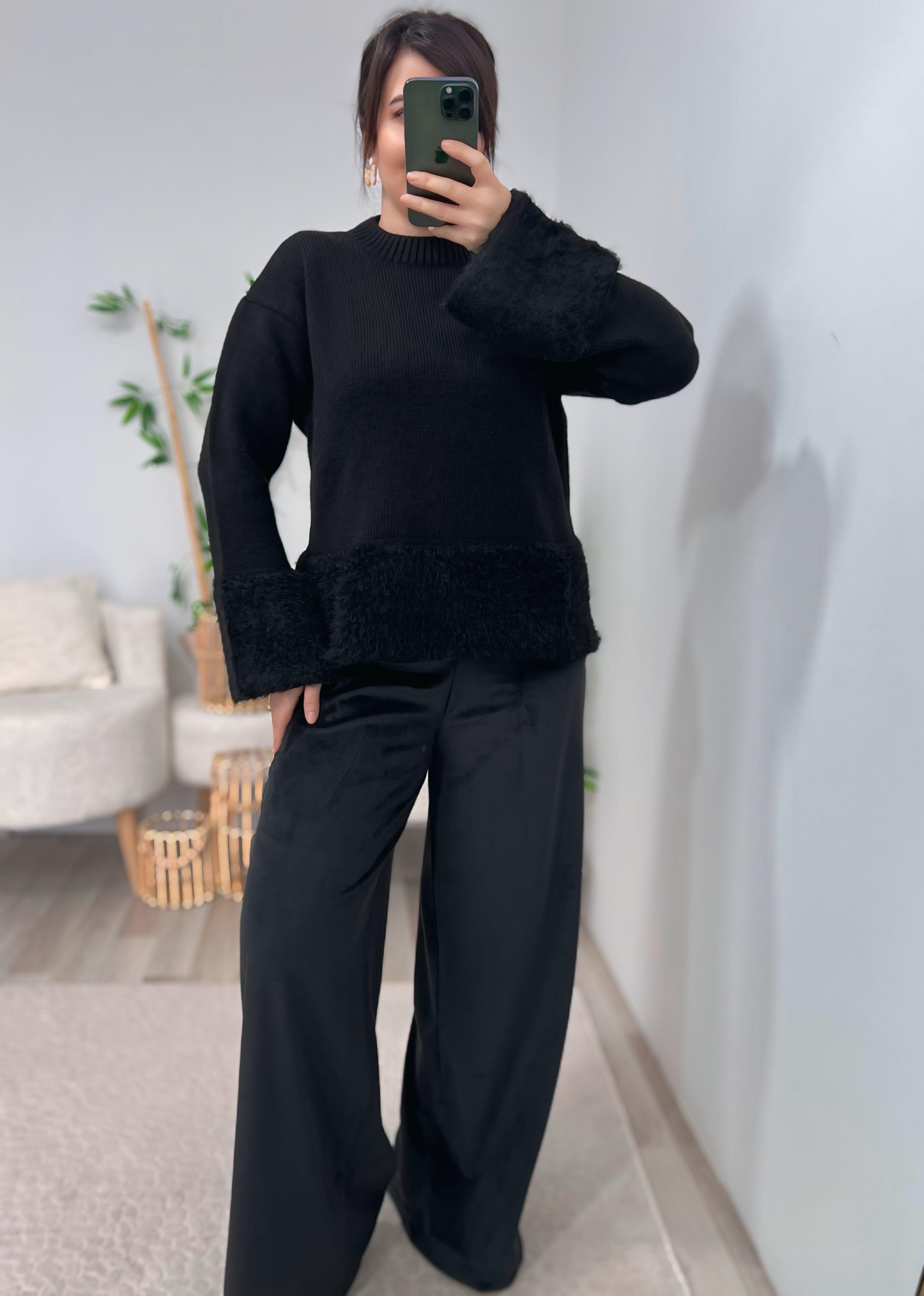 Siyah Dokulu Geçiş Detaylı Belis Kazak