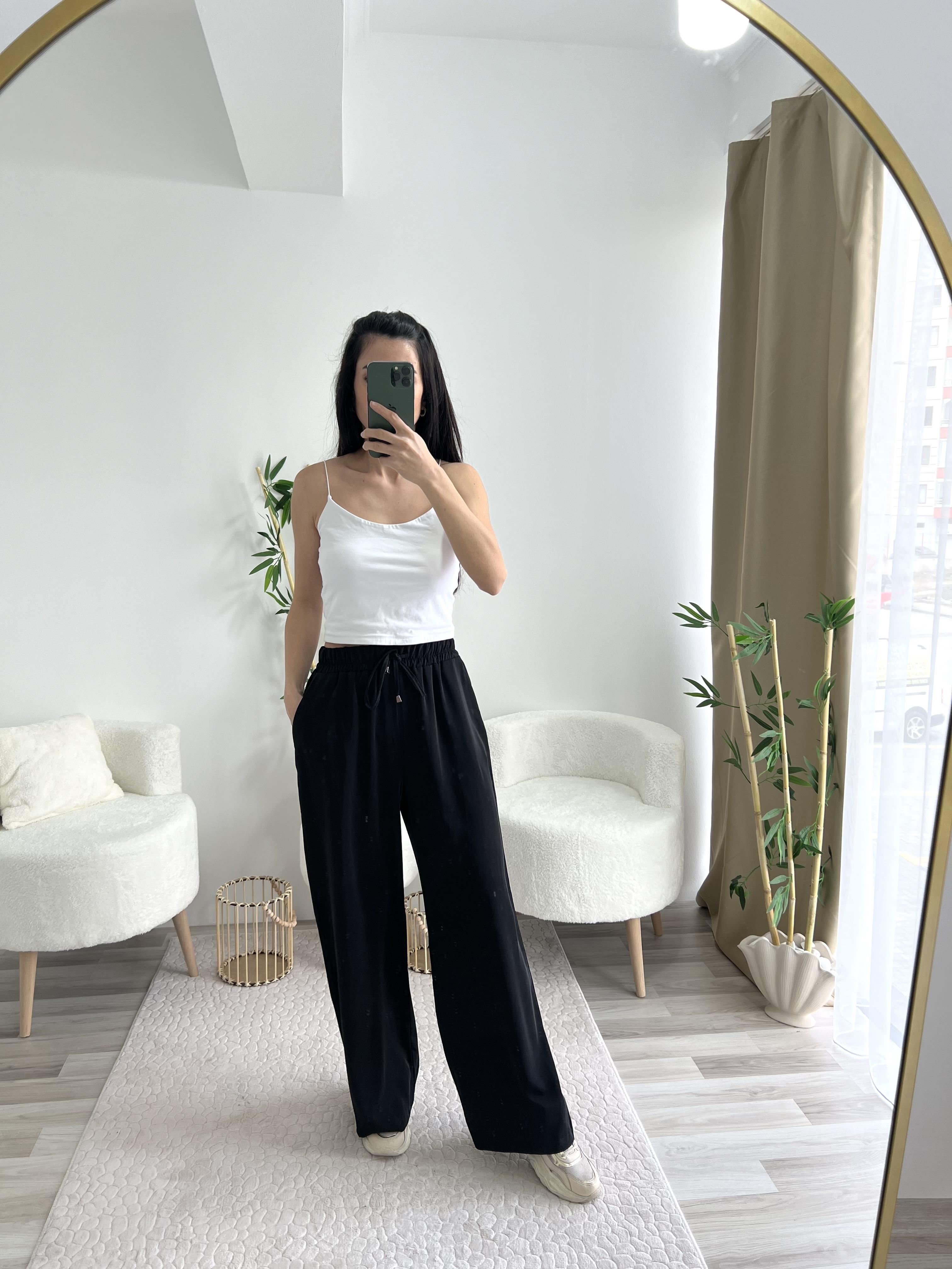 SİYAH KAYMAK DOKULU PALAZZO