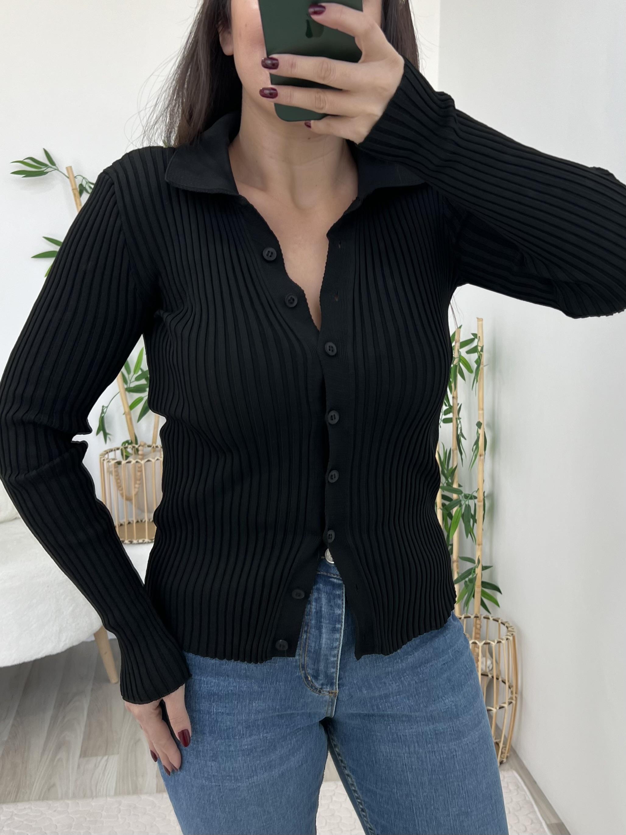 Siyah Polo Yaka Hırka