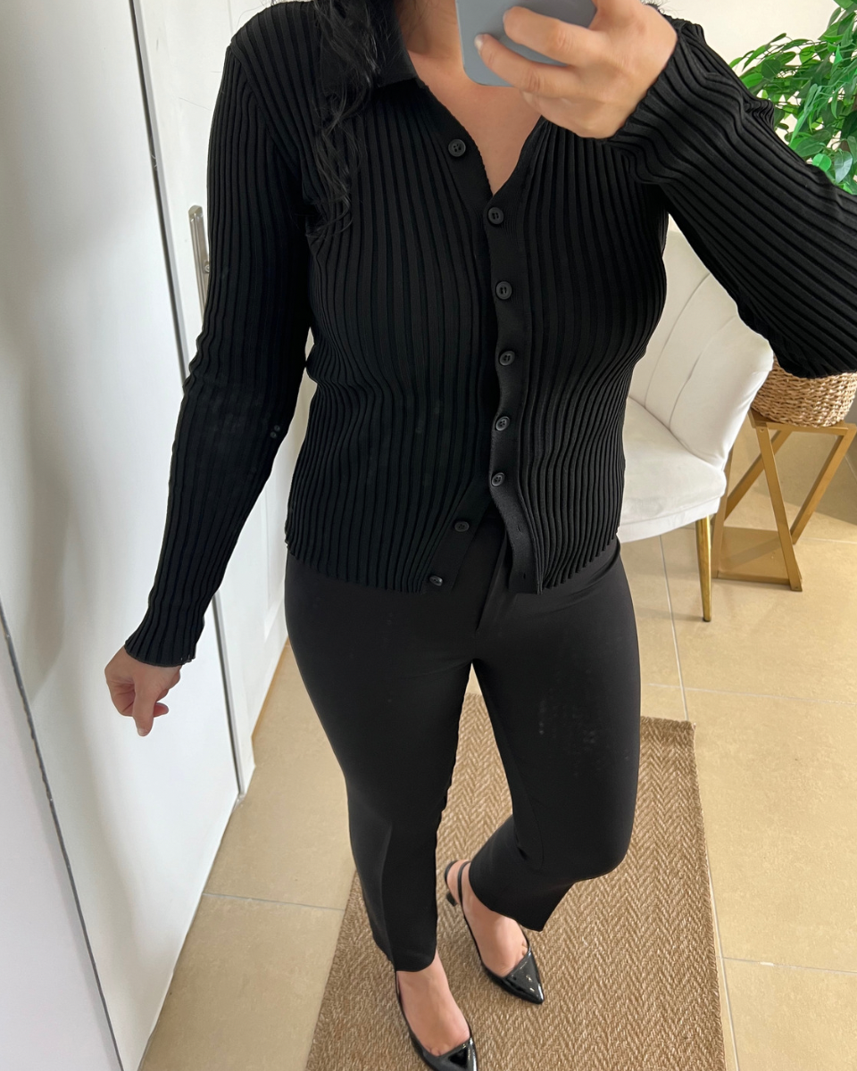 Siyah Polo Yaka Hırka