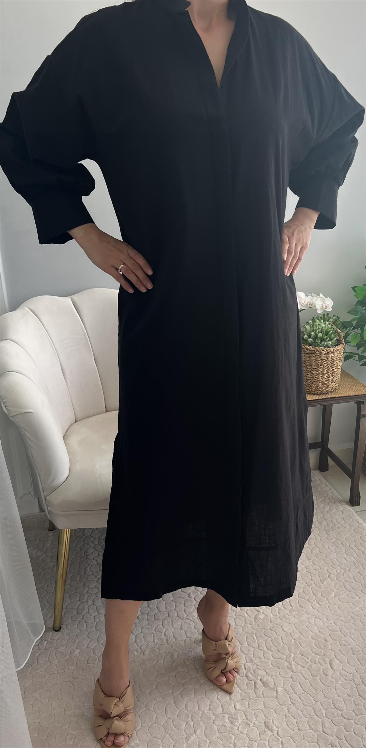 SİYAH SALAŞ GÖMLEK ELBİSE 