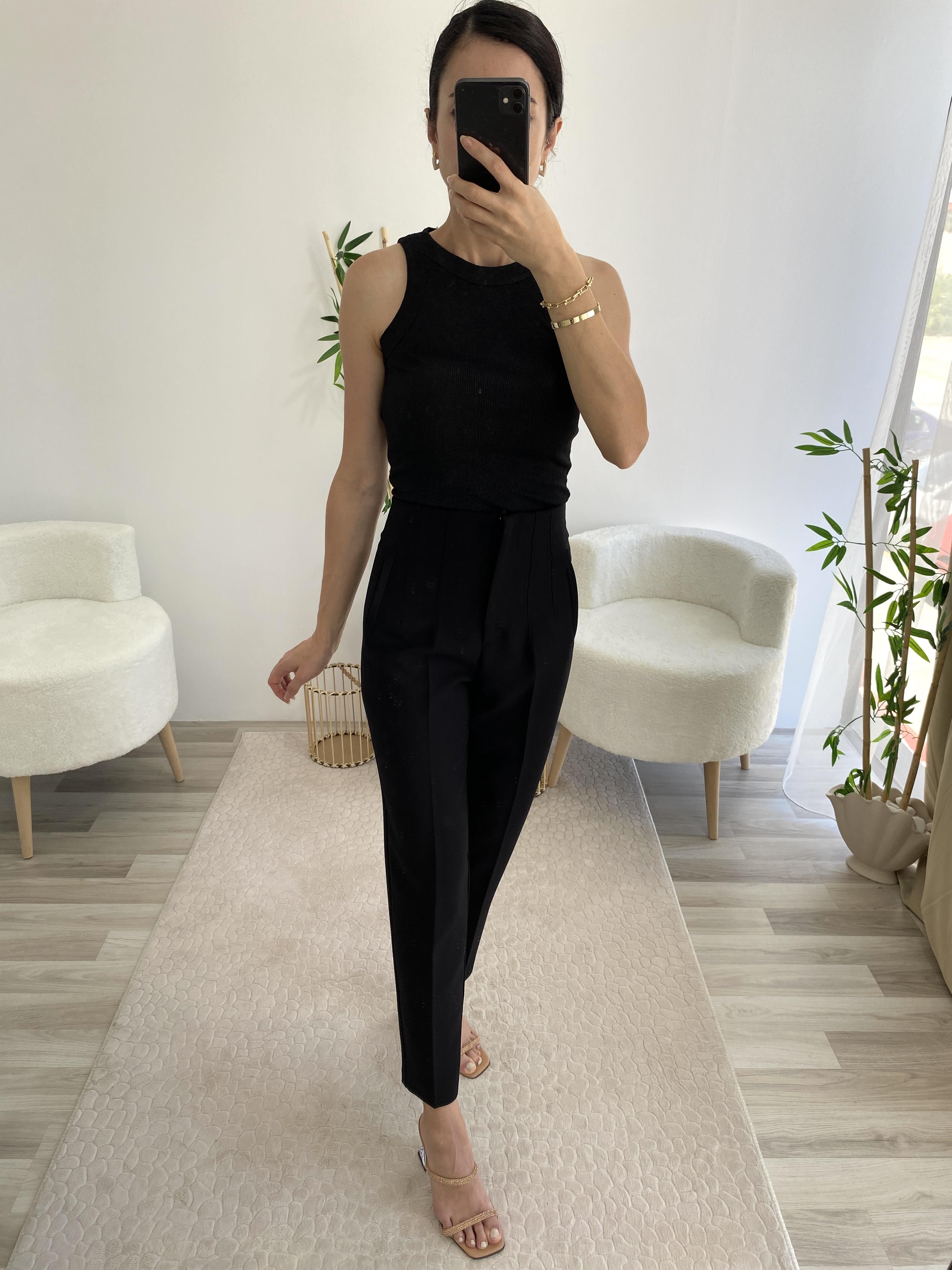 Siyah Sim Geçişli Atlet Badi 