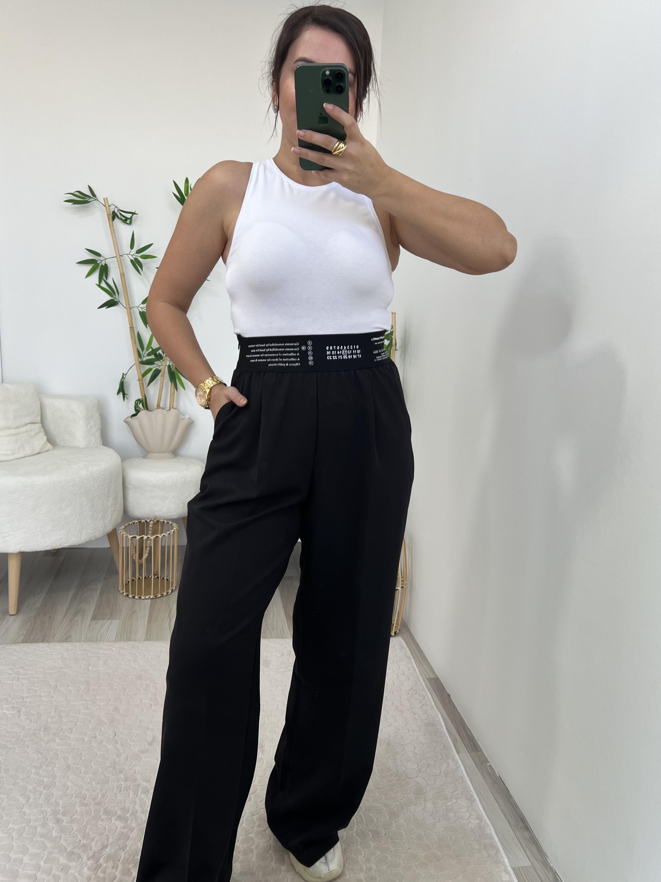 Siyah Yüksek Bel Palazzo Pantolon