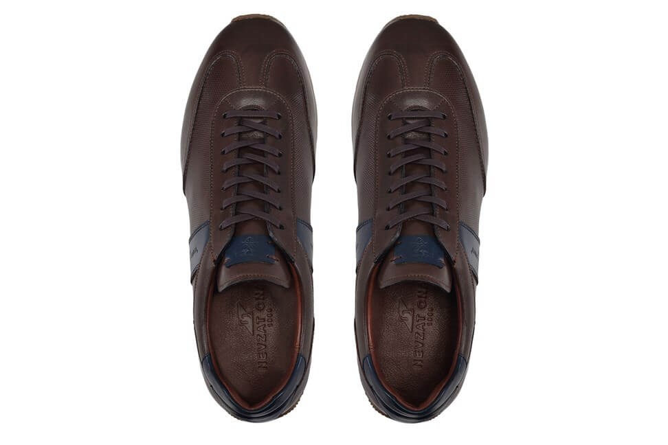 Kahverengi Hakiki Deri Erkek Sneaker Ayakkabı