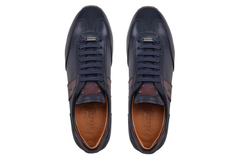 Hakiki Deri Lacivert Sneaker Erkek Ayakkabı -11482-