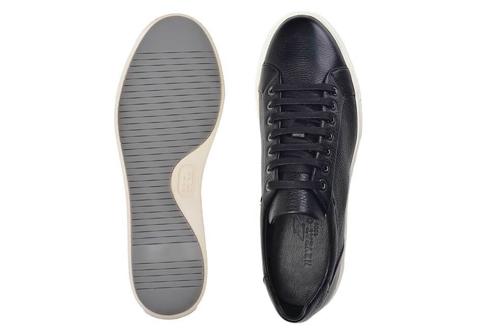 Hakiki Deri Siyah Erkek Sneaker Ayakkabı