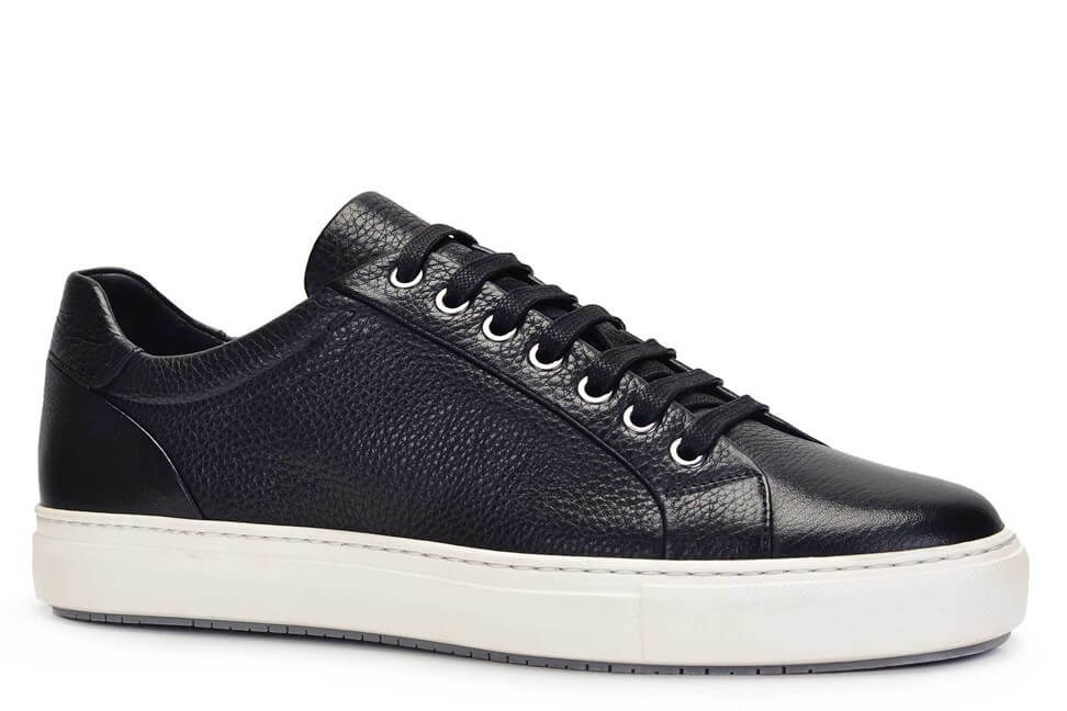 Hakiki Deri Siyah Erkek Sneaker Ayakkabı