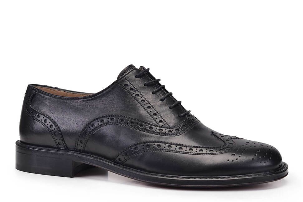 Hakiki Deri Siyah Klasik Bağcıklı Kösele Erkek Ayakkabı -11258-