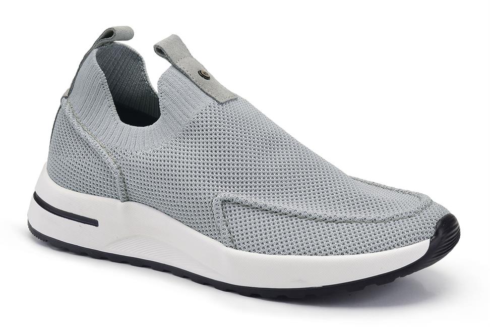 Gri Triko Bağcıksız Erkek Yazlık Ayakkabı