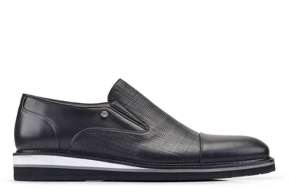 Siyah Hakiki Deri Bağcıklı Loafer Erkek Günlük Ayakkabı