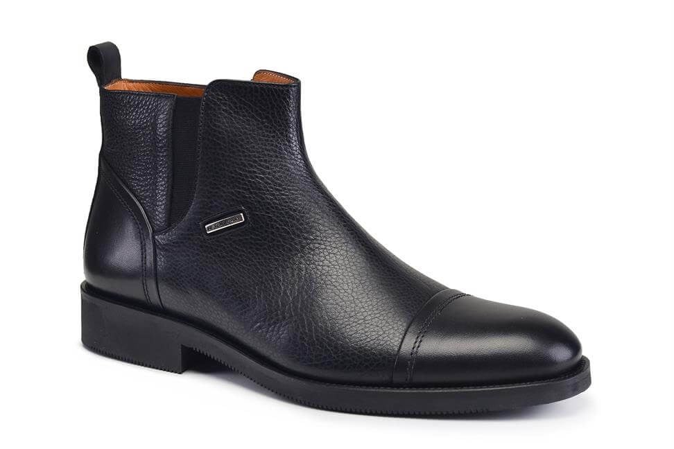 Hakiki Deri Siyah Günlük Fermuarlı Erkek Bot-10523-