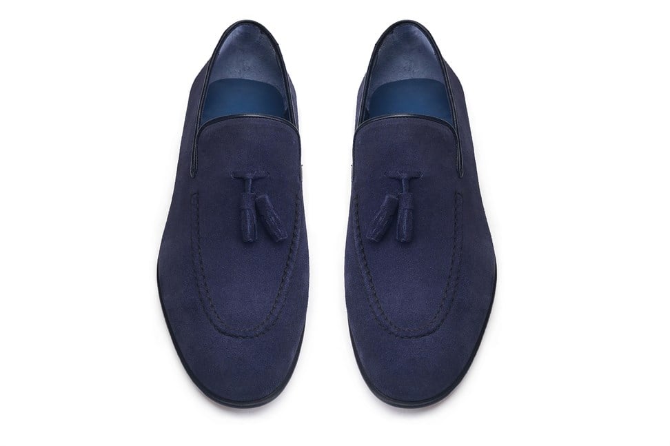 Lacivert Süet Tassle Stil Loafer