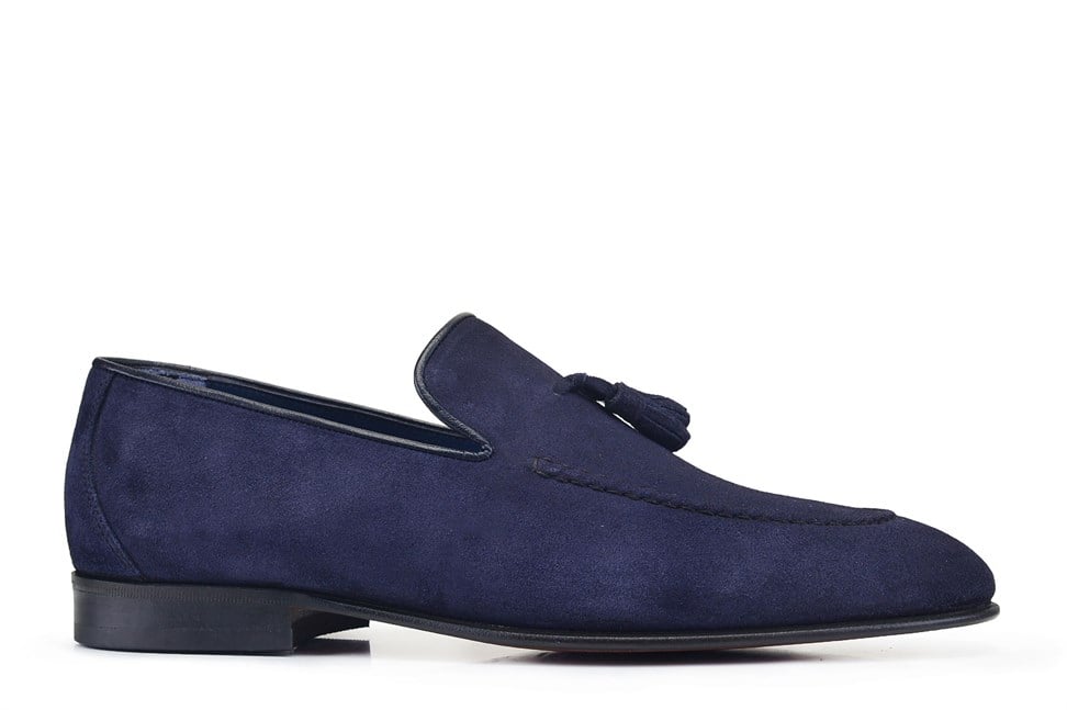 Lacivert Süet Tassle Stil Loafer