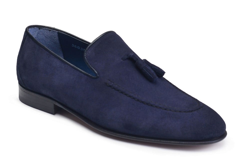 Lacivert Süet Tassle Stil Loafer
