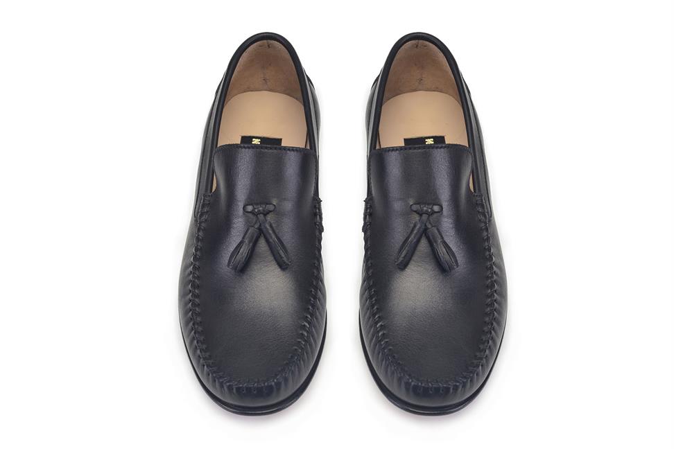 Siyah Püsküllü Klasik Kösele Erkek Loafer Ayakkabı