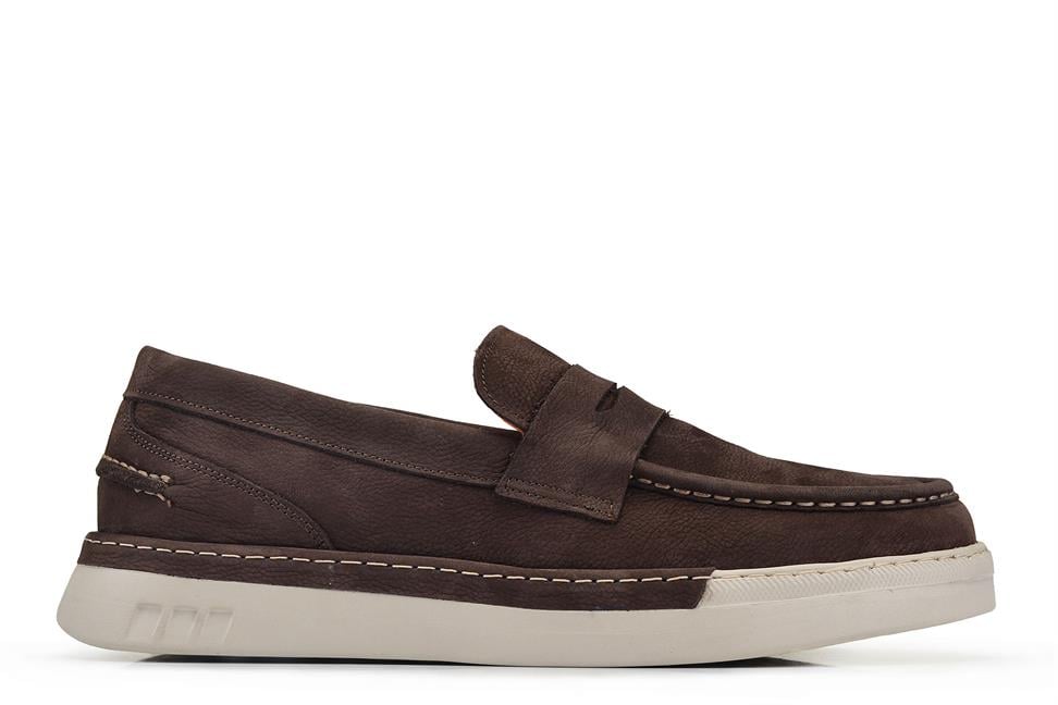 Kahverengi Nubuk Bağcıksız Erkek Günlük Ayakkabı