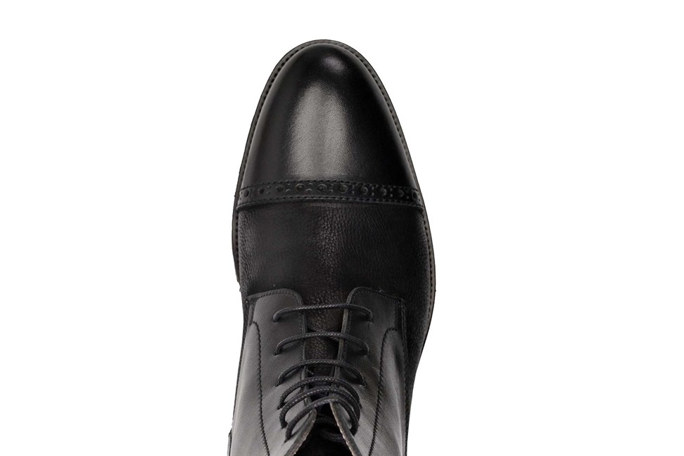 Hakiki Deri Siyah Günlük Fermuarlı Erkek Bot-7919-