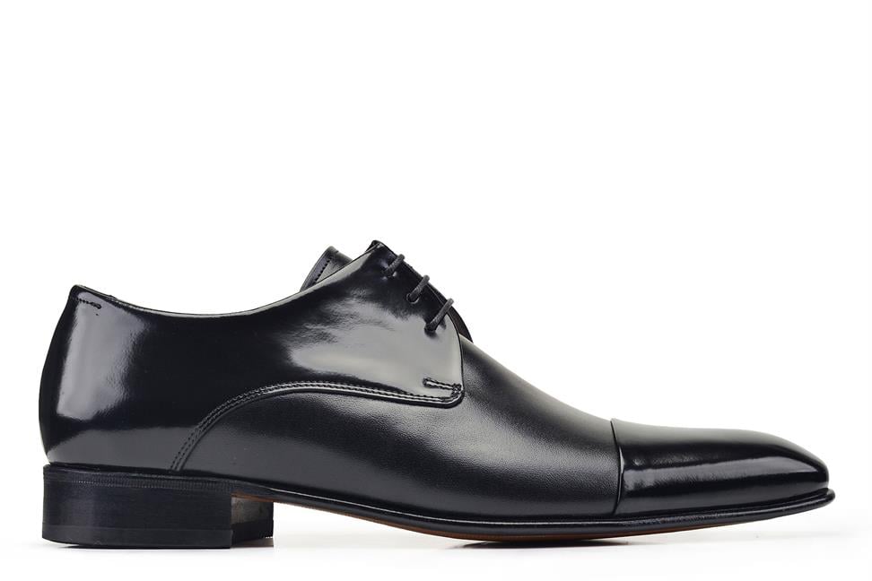 Siyah Klasik Bağcıklı Erkek Kösele Ayakkabı