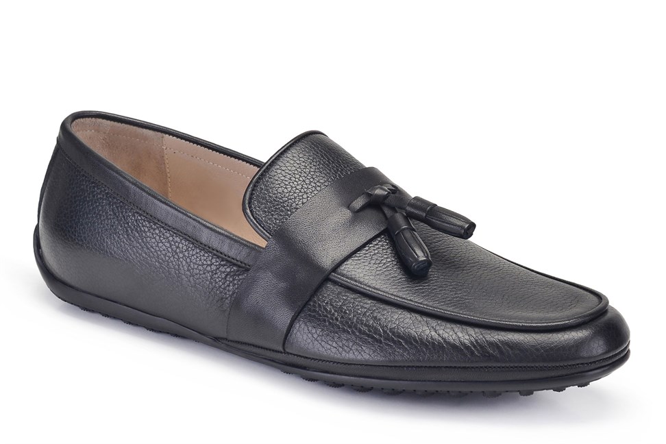 Siyah Püsküllü Loafer Yazlık Erkek Ayakkabı