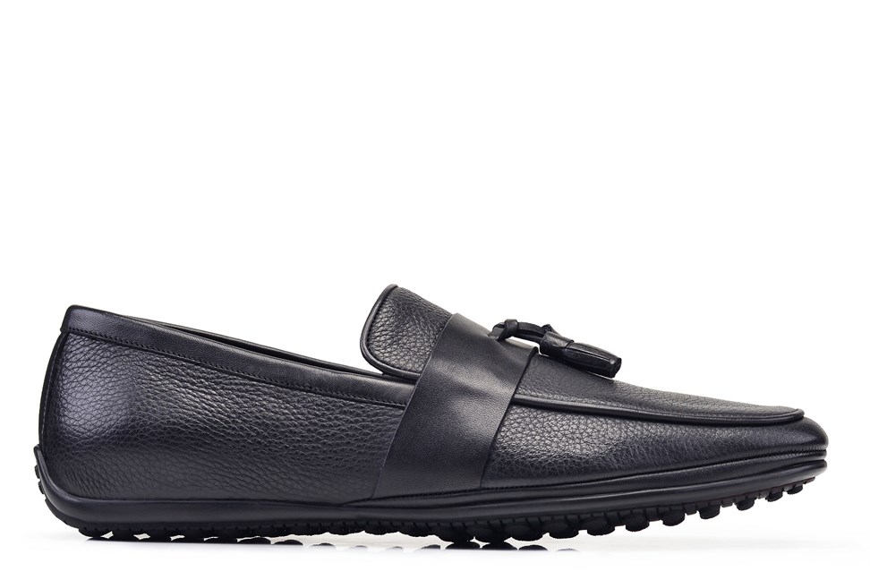 Siyah Püsküllü Loafer Yazlık Erkek Ayakkabı