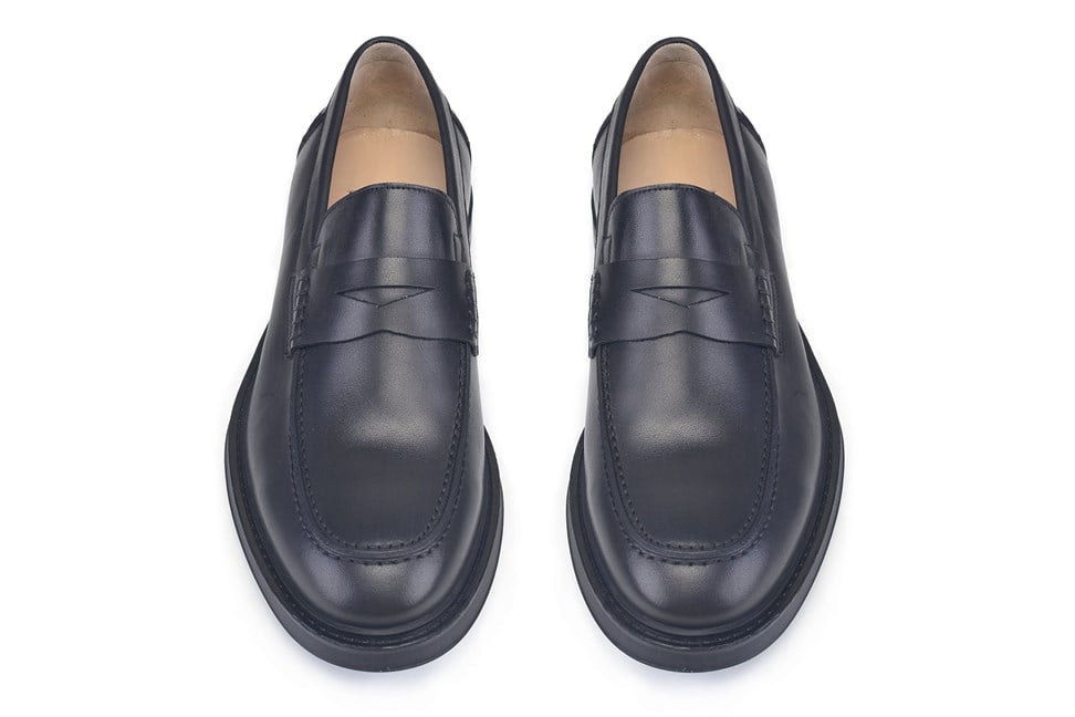 Siyah Hakiki Deri Penny Loafer Erkek Ayakkabı