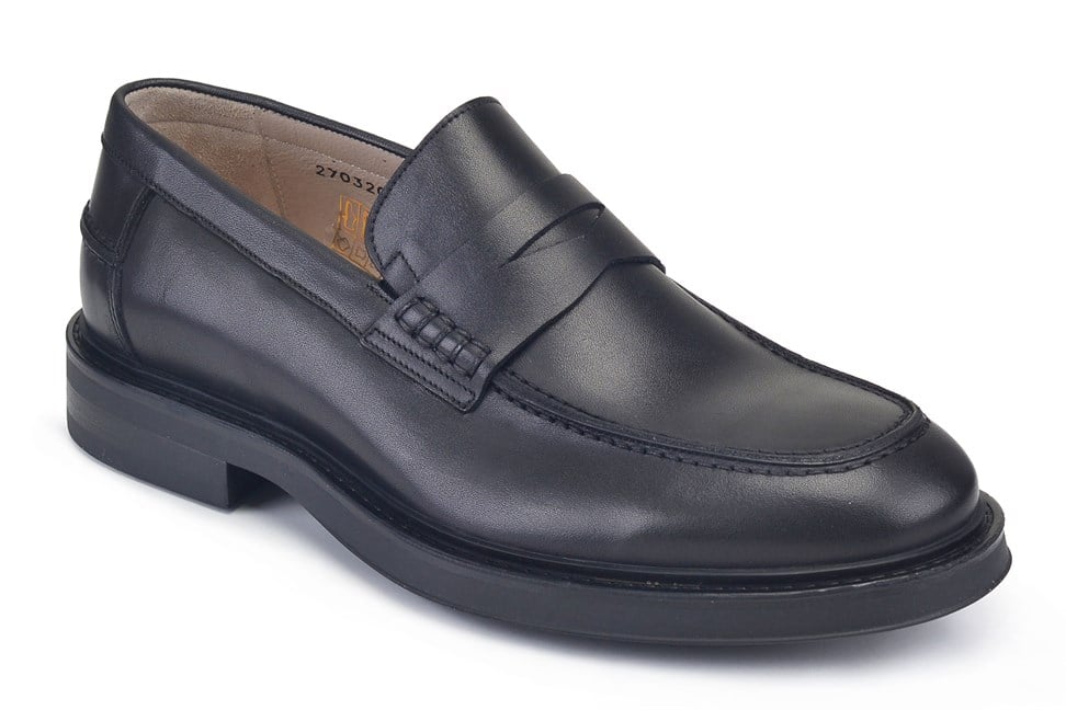 Siyah Hakiki Deri Penny Loafer Erkek Ayakkabı