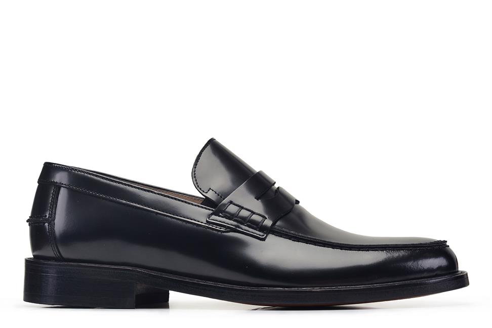 Siyah Spaz Klasik Bağcıksız Erkek Kösele Ayakkabı