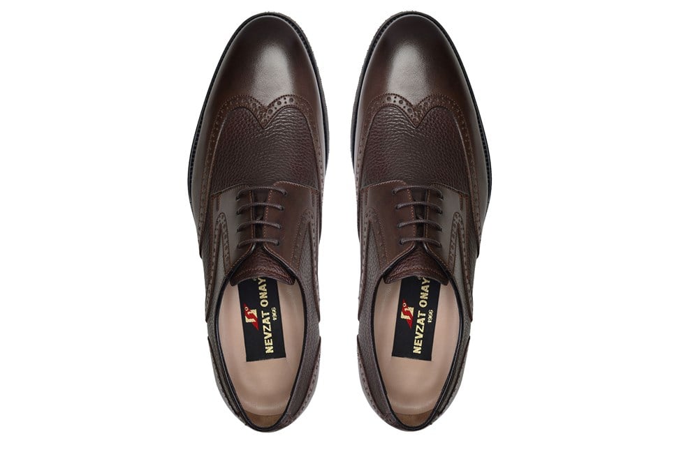 Kahverengi Hakiki Deri Bağcıklı Erkek Günlük Ayakkabı