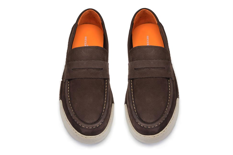 Kahverengi Nubuk Bağcıksız Erkek Günlük Ayakkabı