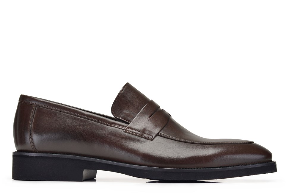 Kahverengi Hakiki Deri Loafer Erkek Günlük Ayakkabı