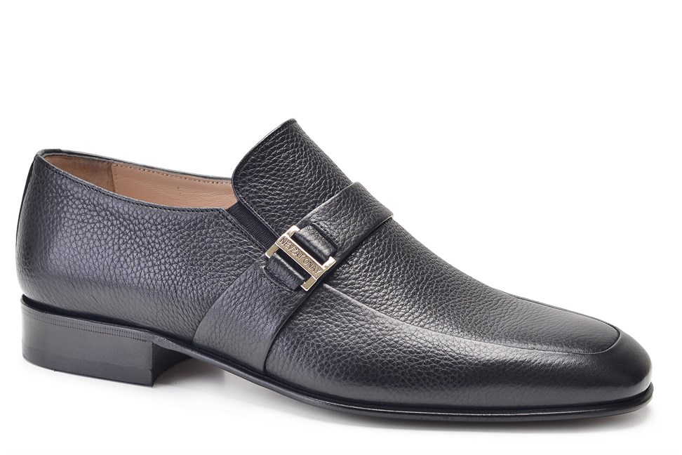 Siyah Klasik Loafer Kösele Erkek Ayakkabı -11889-