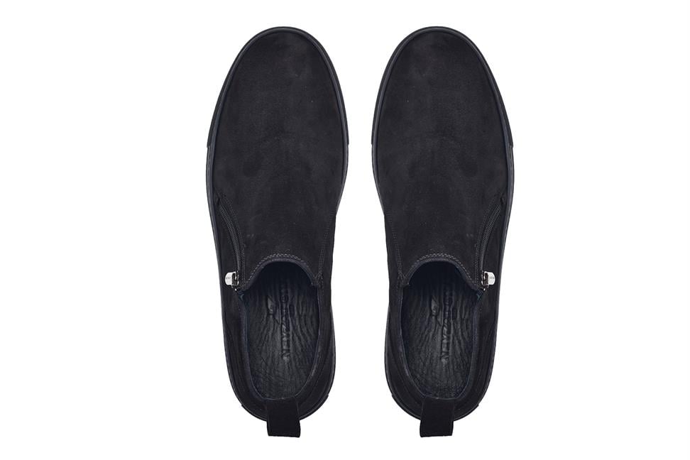 Süet Siyah Fermuarlı Bot