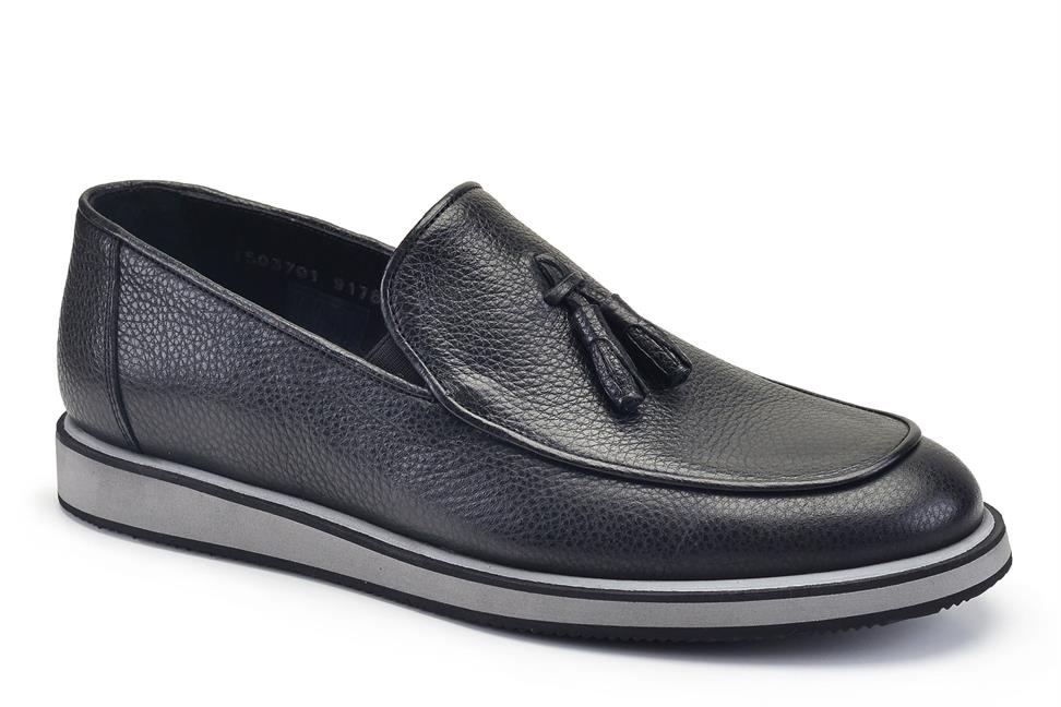 Siyah Bağcıksız Erkek Günlük Ayakkabı