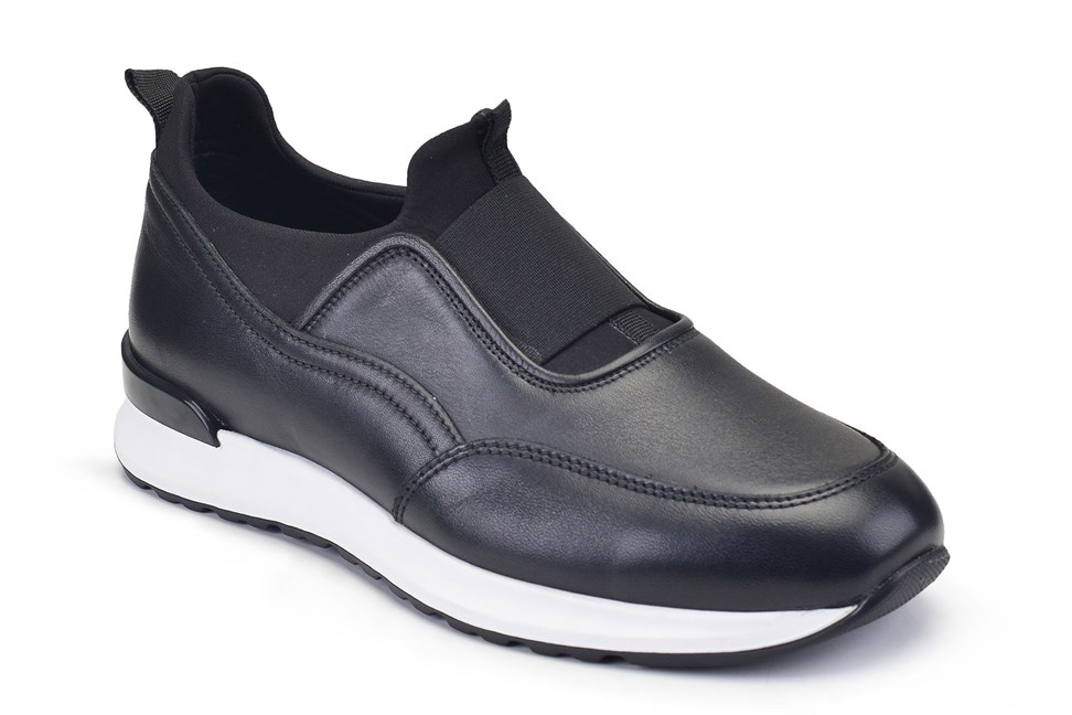 Siyah Bağcıksız Neopren Detaylı Erkek Sneaker