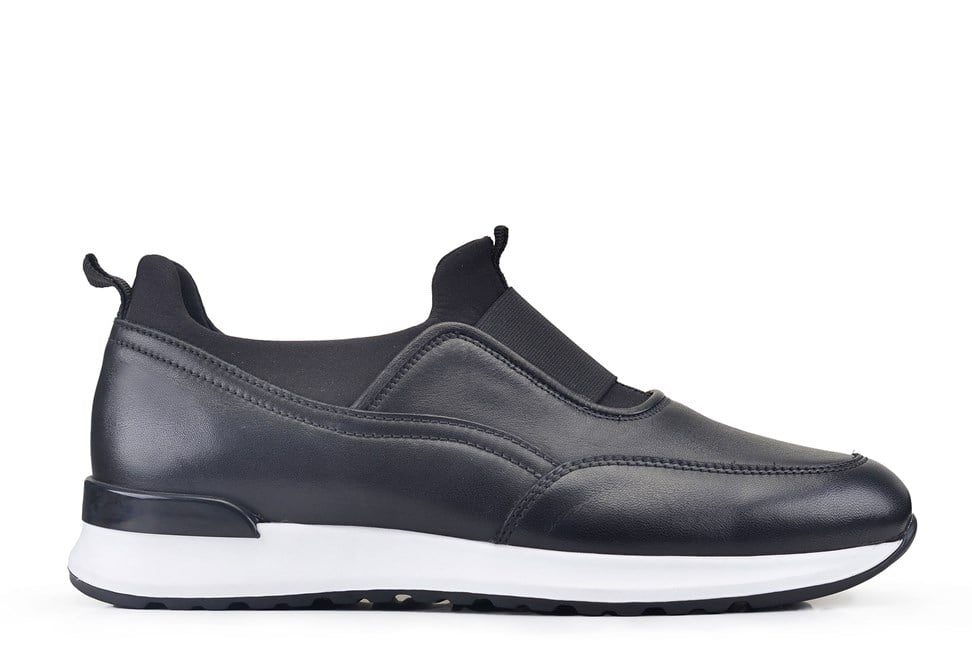 Siyah Bağcıksız Neopren Detaylı Erkek Sneaker