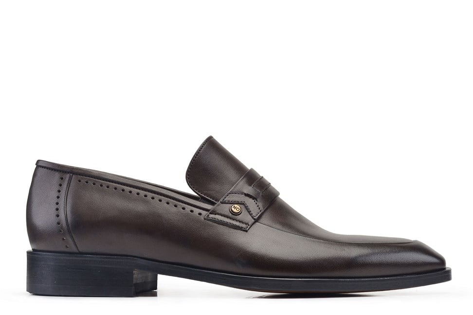 Koyu Kahverengi Slip On Kösele Erkek Ayakkabı
