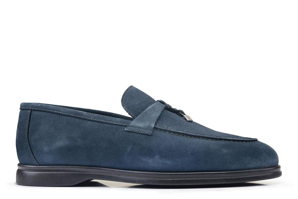 Süet Mavi Yazlık Loafer Erkek Ayakkabı