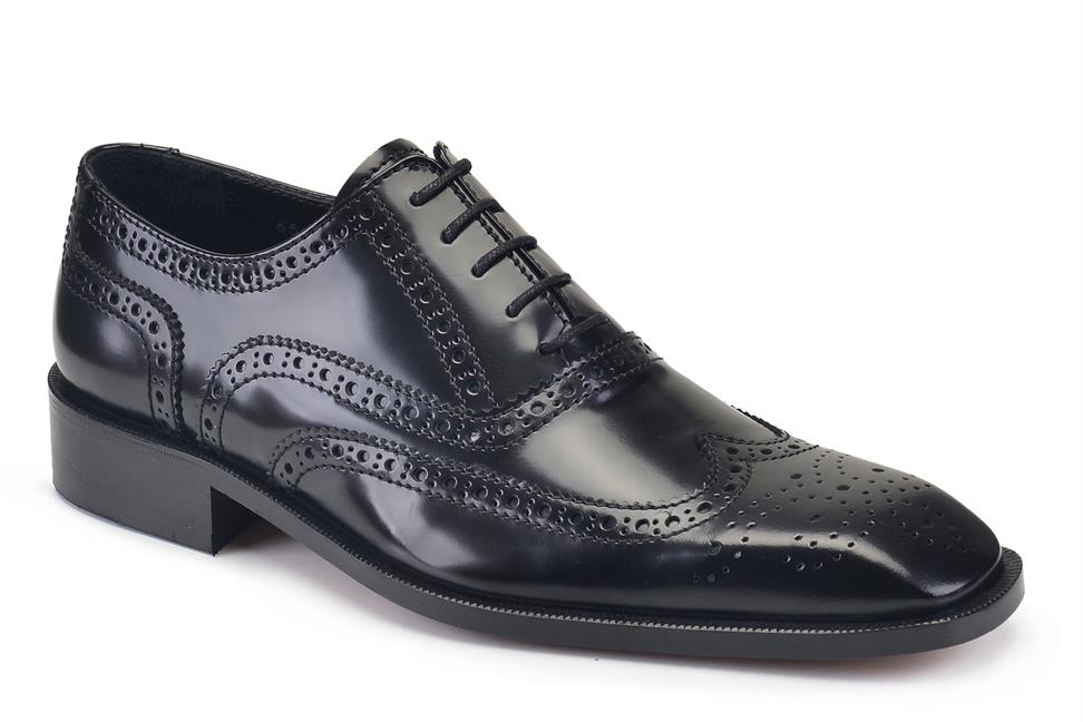 Açma Siyah Bağcıklı Kösele Erkek Ayakkabı