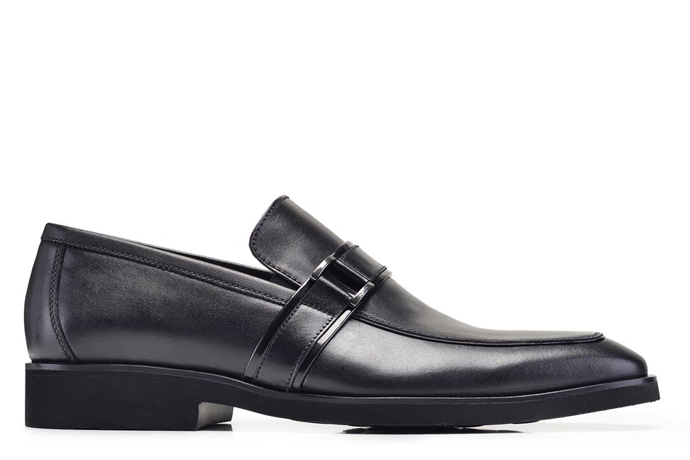 Siyah Hakiki Deri Bağcıklı Loafer Erkek Günlük Ayakkabı