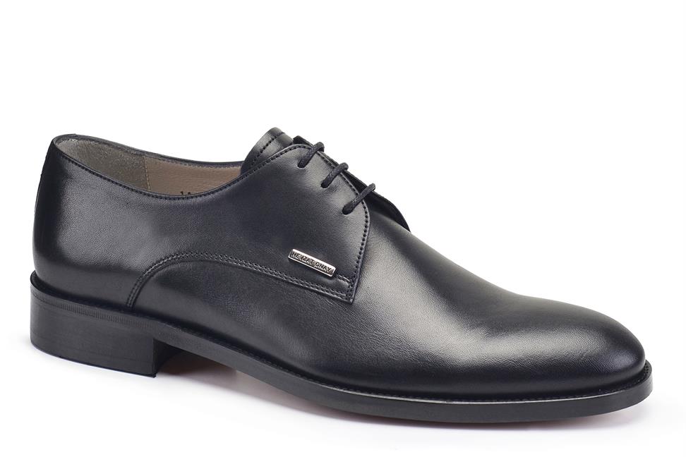 Siyah Klasik Bağcıklı Erkek Kösele Ayakkabı