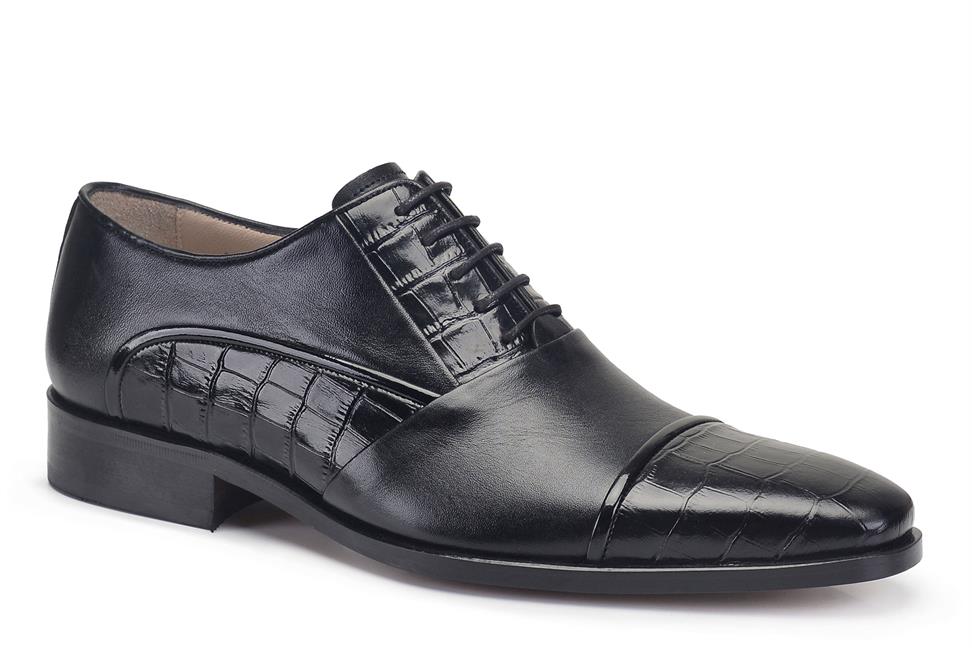 Siyah Klasik Bağcıklı Erkek Kösele Ayakkabı