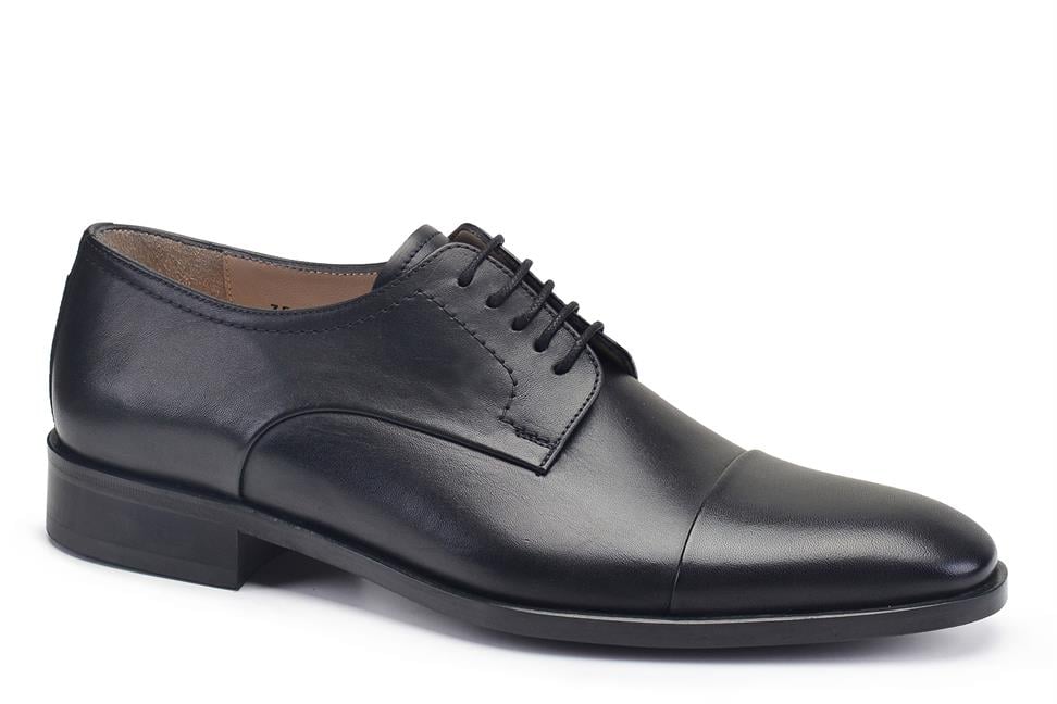 Siyah Klasik Bağcıklı Erkek Kösele Ayakkabı