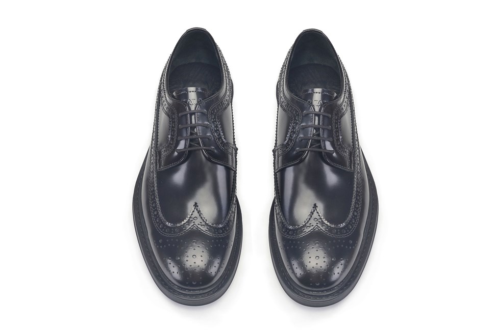 Siyah Bağcıklı Wing Tip Derby Ayakkabı