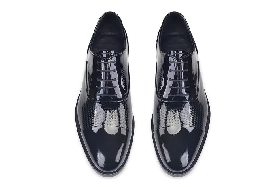 Rugan Siyah Kösele Bağcıklı Ayakkabı