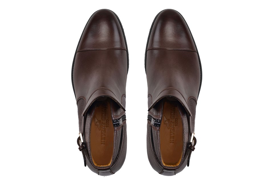 Kahverengi Klasik Fermuarlı Bot