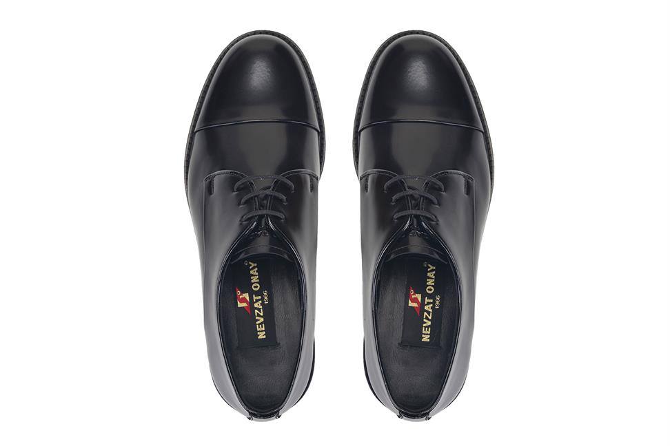 Spaz Siyah Bağcıklı Kösele Erkek Ayakkabı 