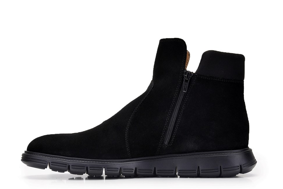 Hakiki Deri Siyah Günlük Fermuarlı Erkek Bot-10742-