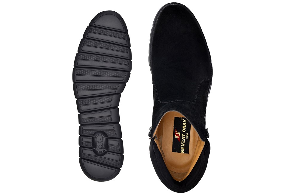 Hakiki Deri Siyah Günlük Fermuarlı Erkek Bot-10742-