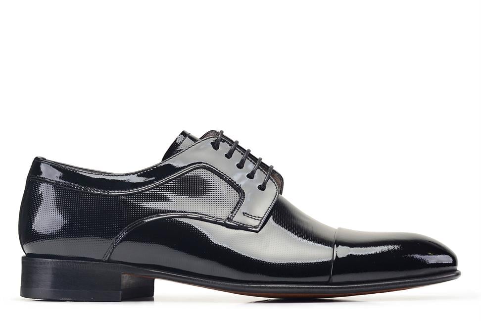 Siyah Klasik Rugan Bağcıklı Erkek Kösele Ayakkabı